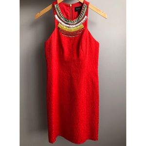 [Laundry] Red Beaded Sheath dress